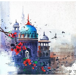 Zahid Ashraf, 12 x 12 inch, Acrylic on Canvas, Cityscape Painting, AC-ZHA-073